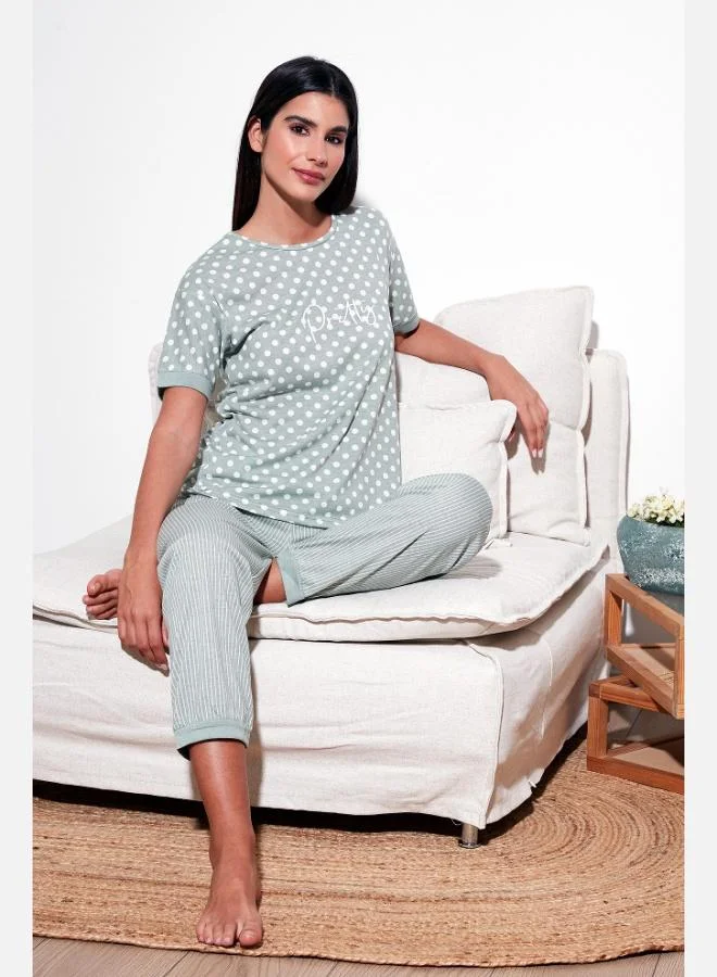 Lela Lela Regular Fit Crew Neck Short Sleeve Pajama Set Women'S Pajama Set 65790130